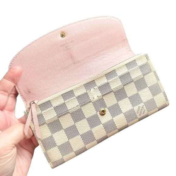 Louis Vuitton Damier Azur Ballerine Pink Leather Emilie Long Wallet - Picture 7 of 15